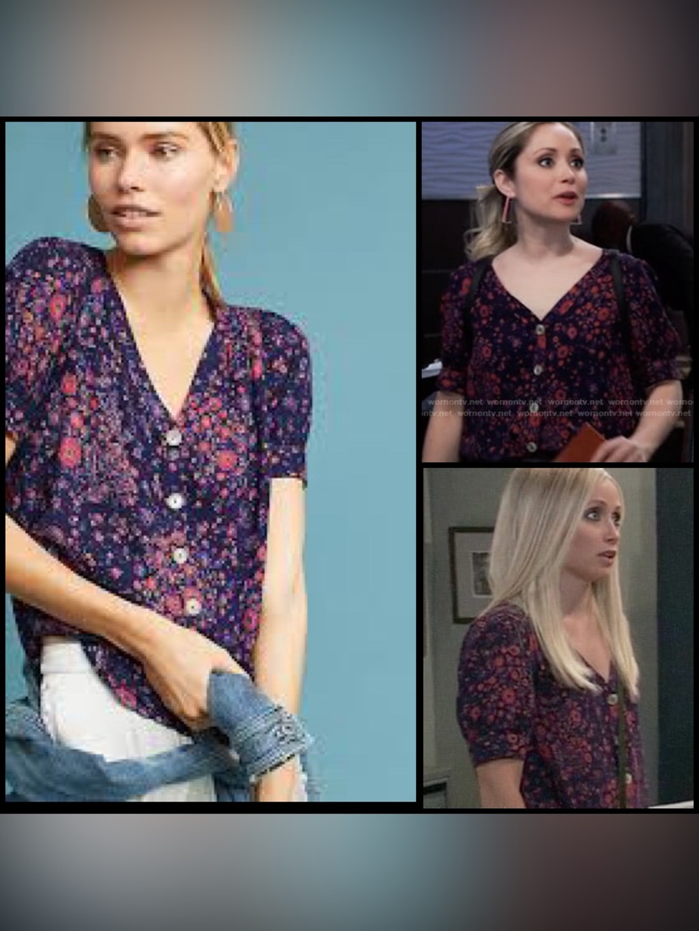 Anthropologie Maeve Hansley Top ASO General Hospital Floral Boho Puff Sleeves 6